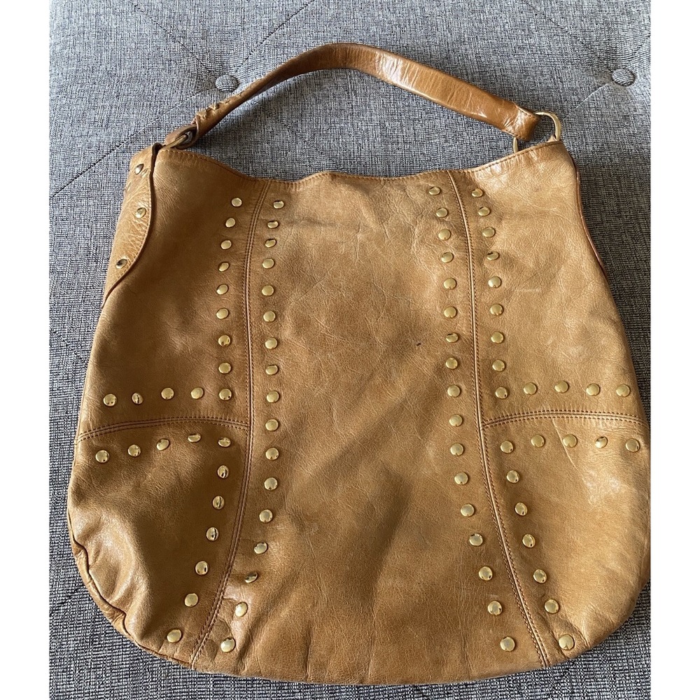 Sabina New York Genuine Leather Hobo Bag Studded Slouchy Chic